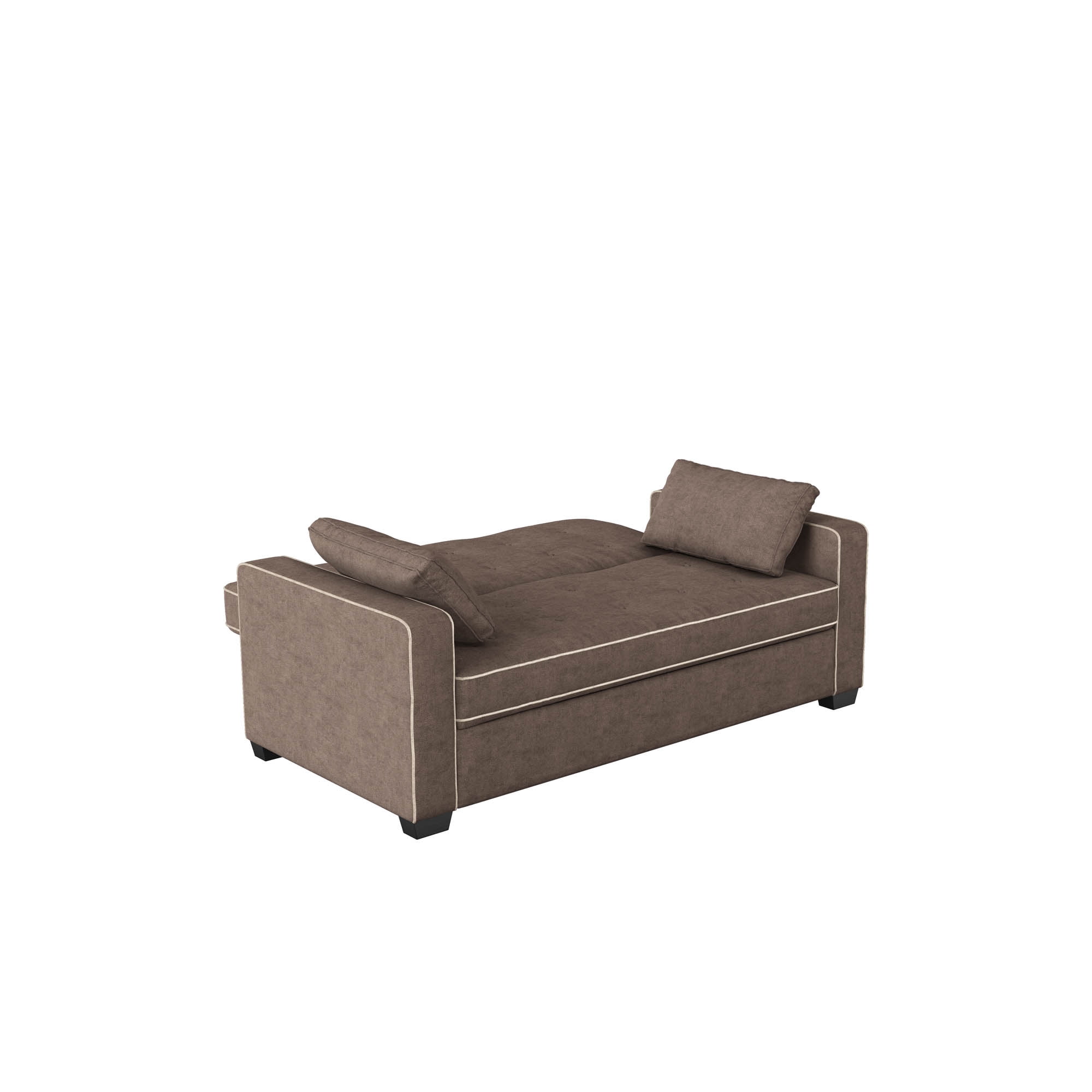 Serta Monroe Modern Convertible Loveseat with Full Size Sleeper, Java Brown Woven Fabric