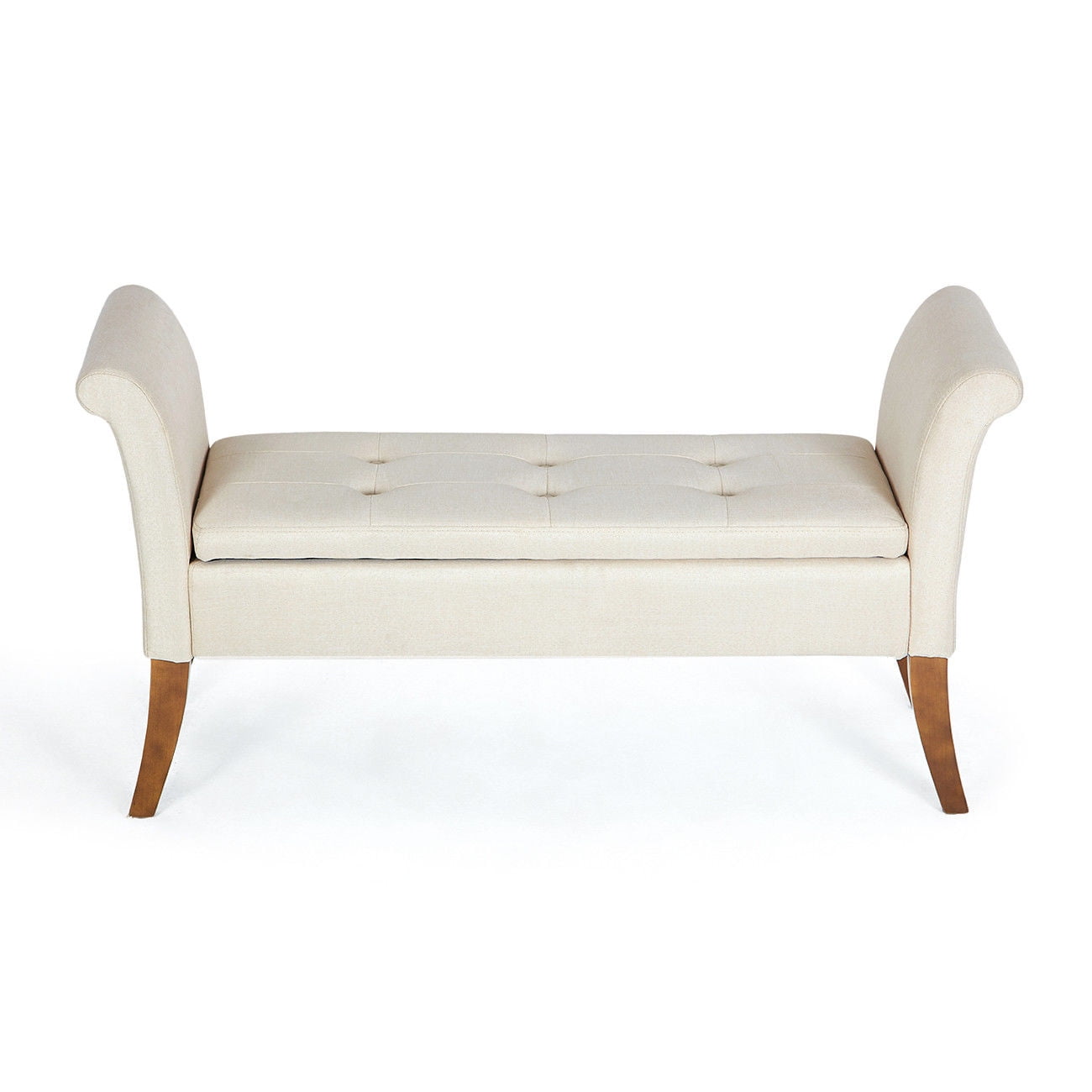 Ghp 250 Lbs Capacity Beige Linen Wood Leg Button Tufted Sette