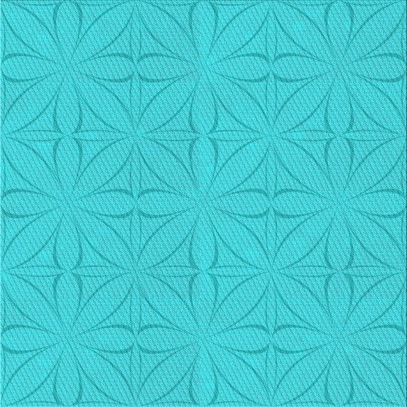 Ahgly Company Indoor Square Patterned Bright Turquoise Blue Area Rugs, 7' Square