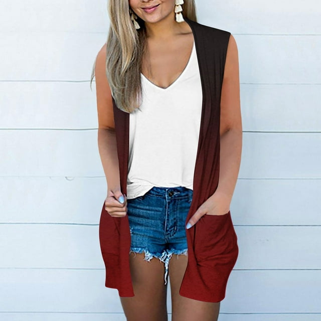 Karight Cardigan Long Sans Manches Léger Imprimé Ouvert Grande Taille pour Femmes