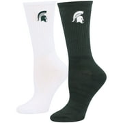 Women's ZooZatz Green/White Michigan State Spartans 2-Pack Quarter-Length Socks