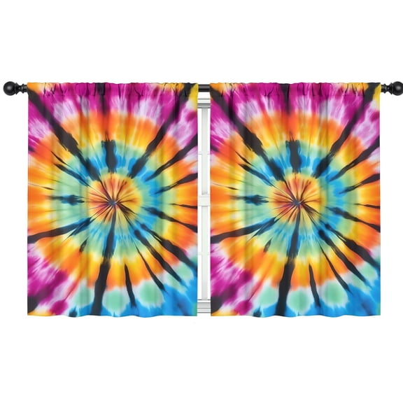 Blackout Kids Curtains,Rainbow Tie Dye Mandala Pattern Childrens Insulated Curtains Set Of 2,Bedroom Essentials,Toddler Room Decor 42"x54"