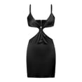 thumbnail image 5 of Qiylii Women Sexy Cutout Mini Dress Spaghetti Strap Satin Silk Bodycon Dress Cocktail Party Beach Strap Hollow Out Dress Y2k Streetwear, 5 of 9