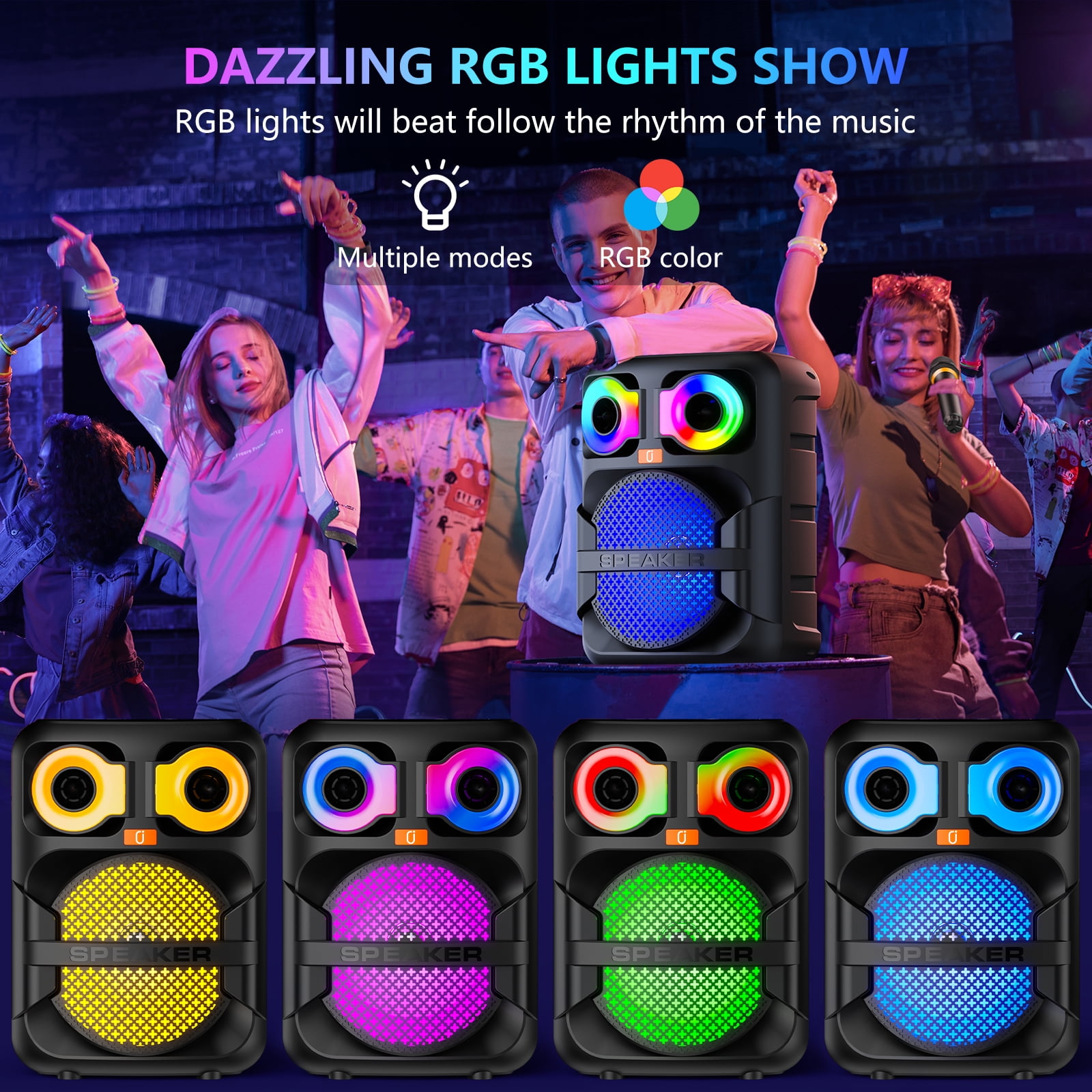 JYX Karaoke Machine for Adults Kids, Home Karaoke Speaker with 2 Microphones, Portable Bluetooth Speaker with Eagle Eye Dj Lights for Party, T28-T