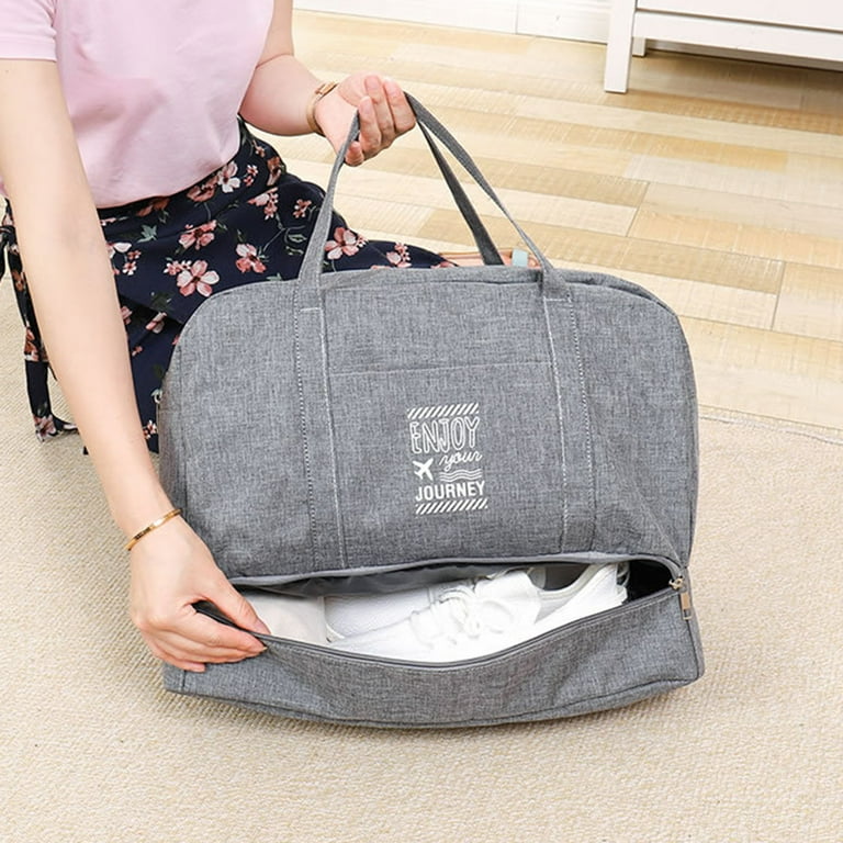 Homerr Travel Bag Travel Tote Bag Travel Duffel Bag with Bottom Shoe Compartment Smooth Zipper Widened Hand Straps Waterproof Lining