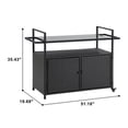 thumbnail image 4 of YINYUN Outdoor Wicker Bar Cart, Patio Wine Serving Cart w/Wheels, Rolling Rattan Beverage Bar Counter Table for Porch Backyard Garden Poolside Party, Black, 4 of 6