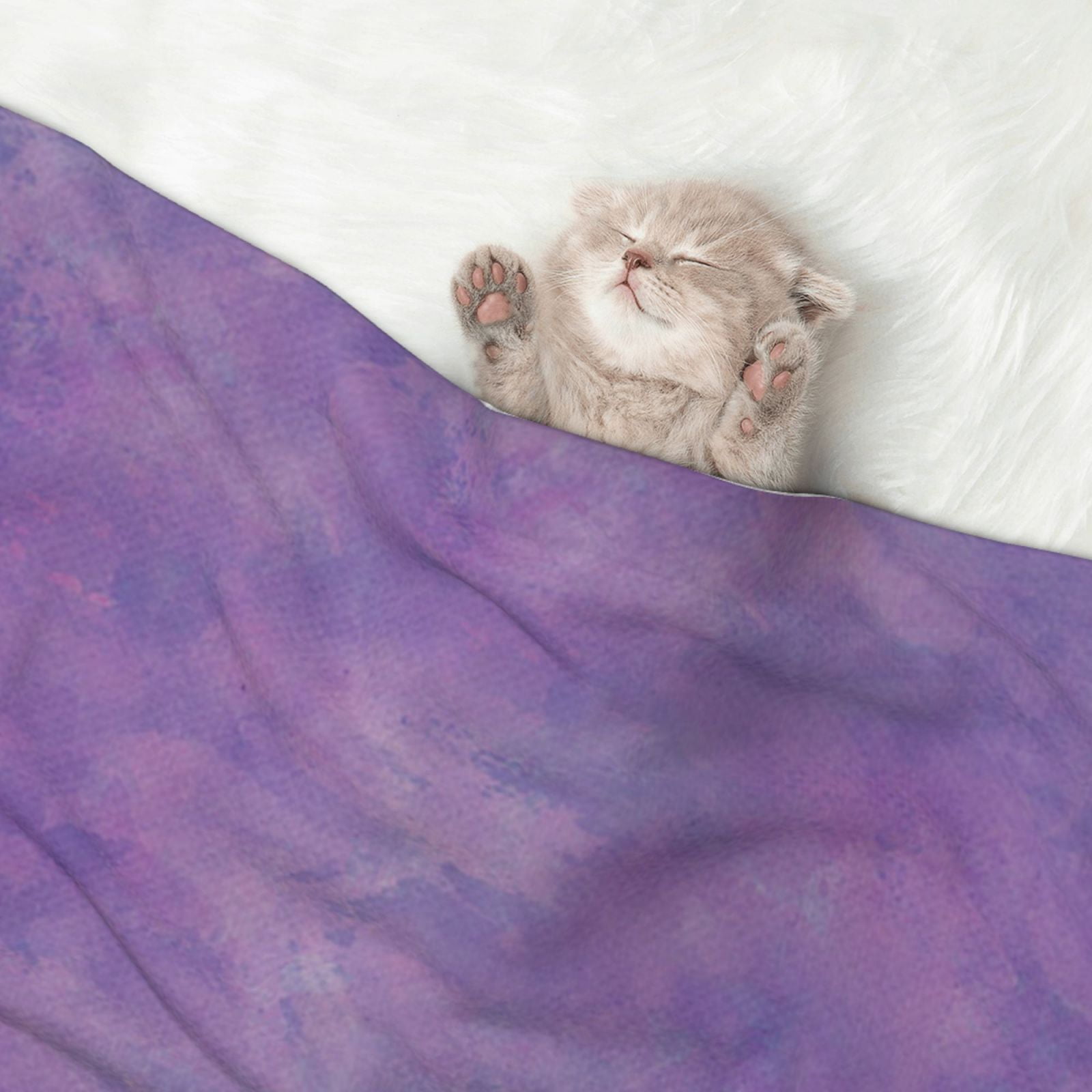 Flannel Throw Dog Blanket Purple Paint Soft Warm Print Pet Blankets for Small Dog Cat Puppy