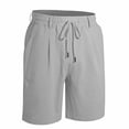 thumbnail image 7 of biudgviw Mens Linen Shorts Elastic Waist Drawstring Casual Shorts Lightweight Pleated Summer Beach Shorts with Pockets, 7 of 7
