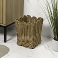 thumbnail image 6 of happimess Silas Modern Farmhouse Resin 3.3-Gallon Tapered Square Wicker Waste Basket with Scalloped Edge, Natural (Set of 2), 6 of 6