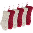 thumbnail image 2 of Medias navideñas, paquete de 6 15 pulgadas Cable ted Xmas Medias rústicas para la decoración de la temporada navideña familiar, color crema borgoña MFZFUKR CJWUS-2746, 2 of 6