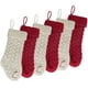 thumbnail image 2 of Medias navideñas, paquete de 6 15 pulgadas Cable ted Xmas Medias rústicas para la decoración de la temporada navideña familiar, color crema borgoña Adepaton CJWUS-2746, 2 of 6
