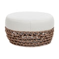 thumbnail image 3 of JERFIT 25 inch Round Outdoor Ottoman with Woven Wicker Frame, Beige Patio Footstool Pouf for Garden, Poolside Lounge, 3 of 9