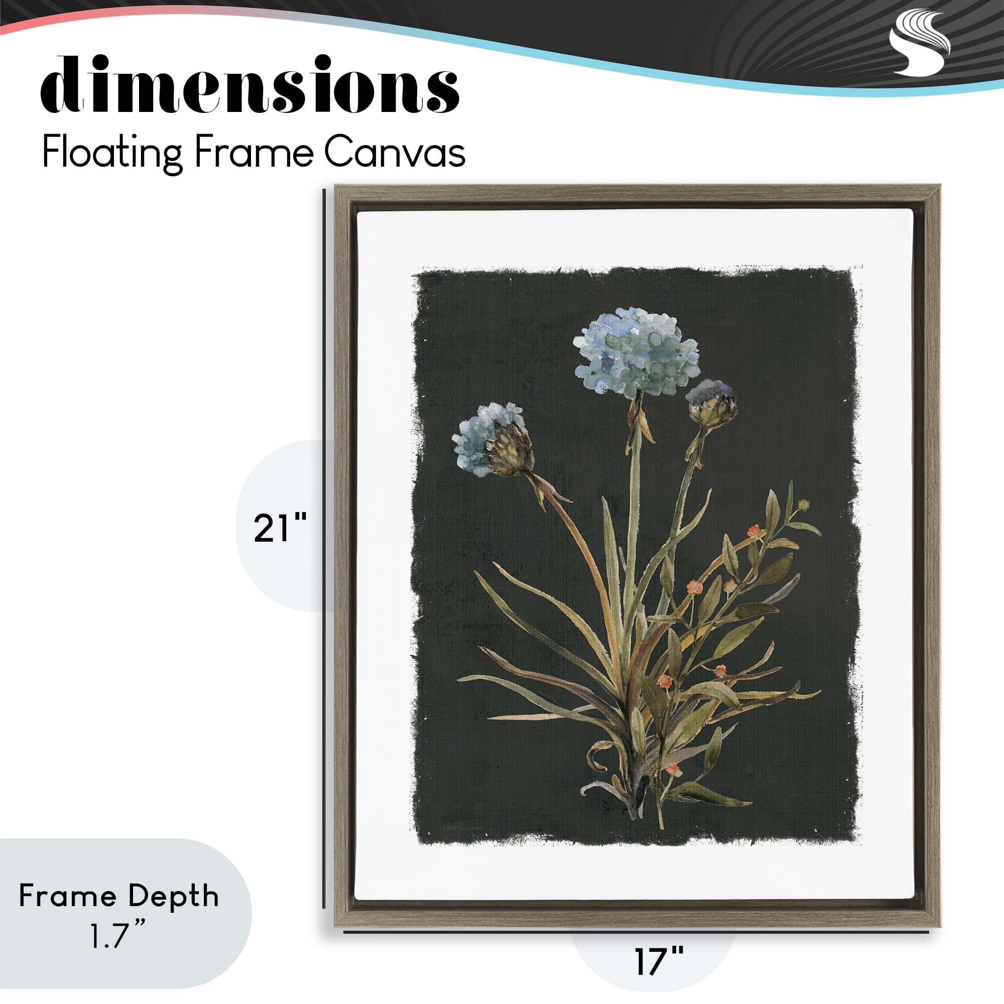 Stupell Industries Cerulean Bloom on Dark Green Brown Framed Floater Canvas Wall Art, design by Carol Robinson