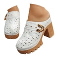 thumbnail image 3 of HSMQHJWE Sabots à Plateforme pour Femmes Mules Sandales à Talons Hauts Bout Rond Mules à Enfiler Talons Cloutés pour Femmes Chaussures Décontractées Confortables, 3 of 8