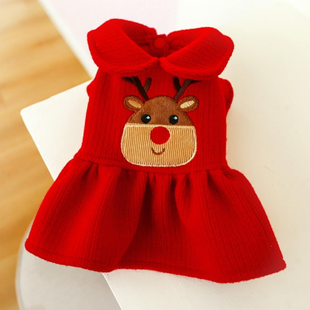 Bangus Christmas Costume for Dogs Reindeer Small Dog Christmas Costume Christmas Girl Dog Sweater Coat Dress Walmart