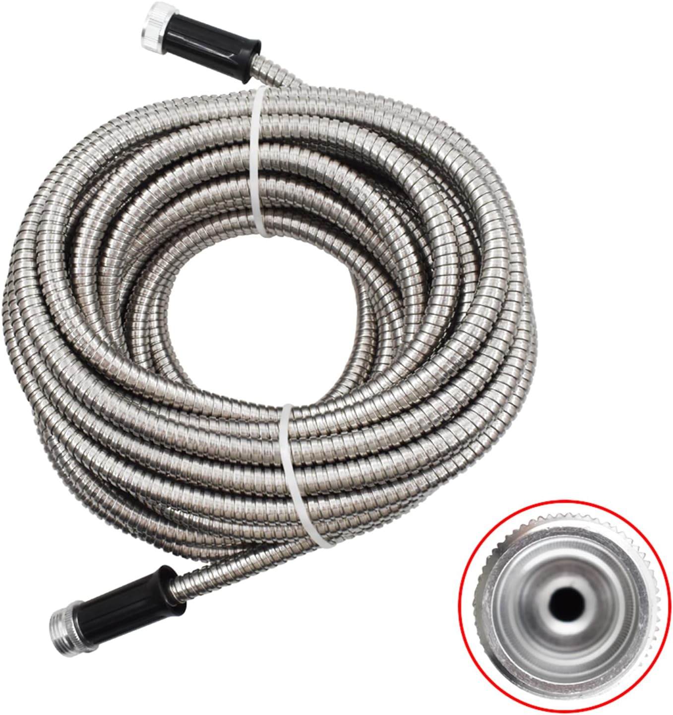 OTTULUR 304 Stainless Steel Garden Hose, Lightweight Metal Hose with Free Nozzle, Guaranteed Flexible and Kink Free (50FT)