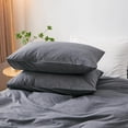thumbnail image 1 of Czcpp-10 0 % Coton Lavé Taies d'Oreiller Taille Queen Lot de 2 Lin Texturé Naturel Anti-Rides Confortable Respirant Durable (Gris Foncé, Queen), 1 of 4