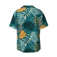 thumbnail image 5 of Uemuo Tropical Leaves Pattern Cotton Linen Short Sleeve Shirts,Casual Lightweight Button Down Shirts,Vacation Beach Summer Tops-Medium, 5 of 7