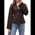 thumbnail image 1 of Cárdigan de Cuello en V para Mujer, Larga Acampanada, Botones, Frente Abierto, Suéter de Punto Holgado, Blazer de Otoño Café L, 1 of 10