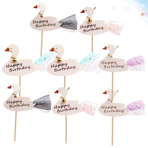 ADDHAT 8Ud Cake Toppers Negros Para Fiesta De Cumpleaños Y Creativa