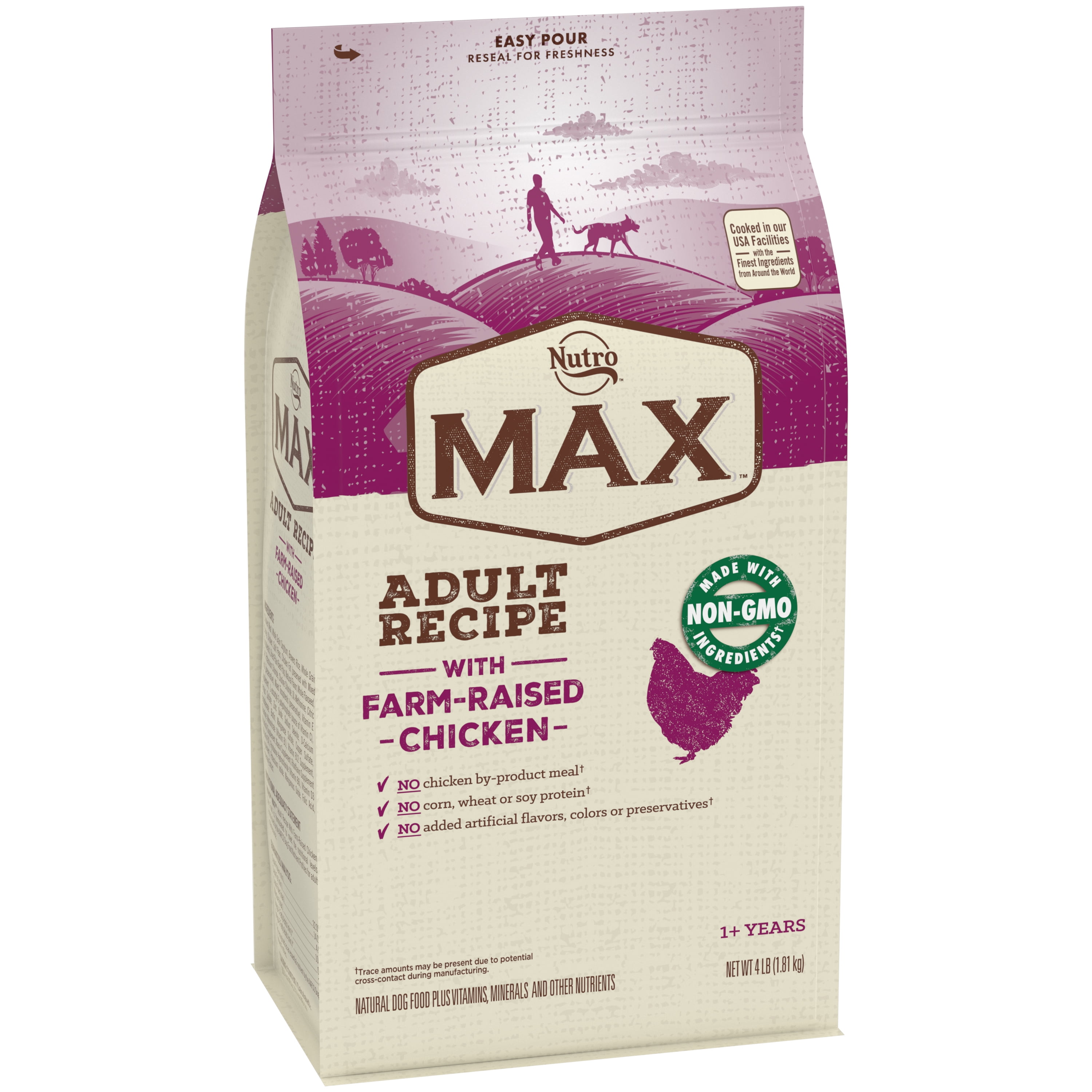 Nutro MAX Adult Recipe Dry Dog Food with Farm Raised Chicken 4 LB Bag Walmart
