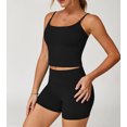 thumbnail image 4 of PISONIC Two Piece Workout Sets For Women Spaghetti Straps Tank Top and High Waist Booty Lifting Shorts Gym Yoga Active Outfits, 4 of 13
