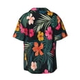 thumbnail image 6 of PAYOHTO Tropica Flower Balck Mens Hawaiian Casual Short-sleeved Shirt Tropical Summer Beach Button Down Shirts, 6 of 7