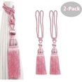 thumbnail image 1 of 2 clips de cortina para corbata, correas de cuerda para cortina, con borlas largas, cuerda de retención para decoración del hogar y cortinas de ventana de oficina, correas de cuerda para corbata (rosa) JM, 1 of 5