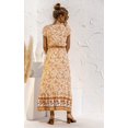 thumbnail image 3 of Femmes Robes-Été Casual Manches Courtes Taille Haute V Cou Imprimé Floral Boutonné Maxi Robe, 3 of 8