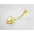 thumbnail image 2 of 14K Yellow Gold Halo Heart Belly Button Ring with 0.50 cttw VVSI Moissanite Gemstones, 14G Banana Barbell, 9/16" 14mm Barbell Navel Piercing Jewelry 14KBR023YG, 2 of 4