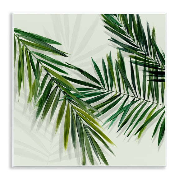 Stupell Industries Tropical Palms with Shadows Plants & Flowers Painting Unframed Art Print Wall Art, 12 x 12