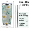 thumbnail image 2 of Daisy Flowers Tumbler with Lid and Straw, Floral Stainless Steel Travel Coffee Cup, Birthday Mug Gifts for Women Daisy Lovers, 20oz Double Wall Vacuum Insulated Tumbler, 2 of 6
