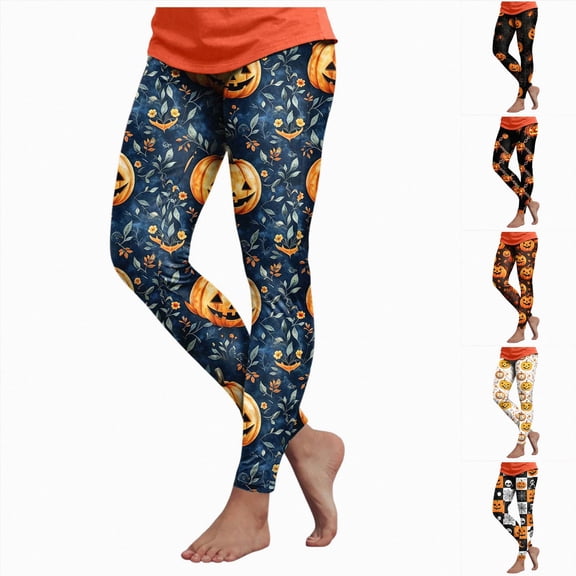 COMVALUE Halloween Leggings for Women High Waist Printed Yoga Pants Holiday Tights Costume Plus Size Red Size XXL