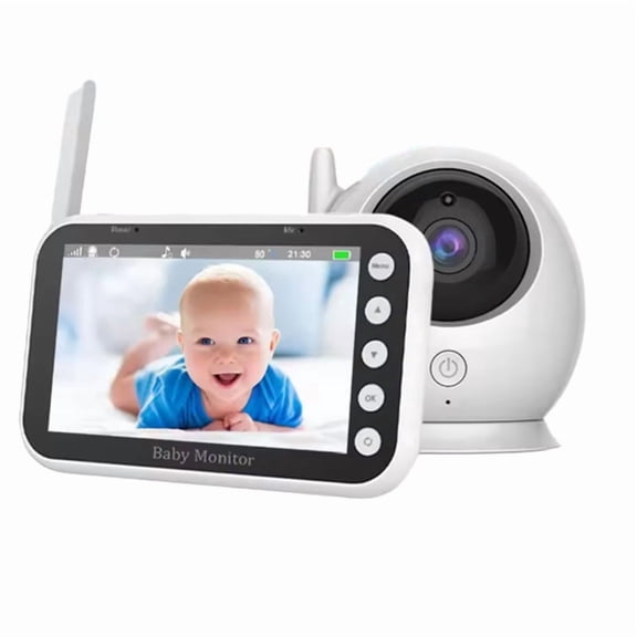 Baby Monitor System with Remote Display, 2 Cameras, 2 USB Cables, Night Vision, Two-Way Audio, Lullabies, Temperature Alerts