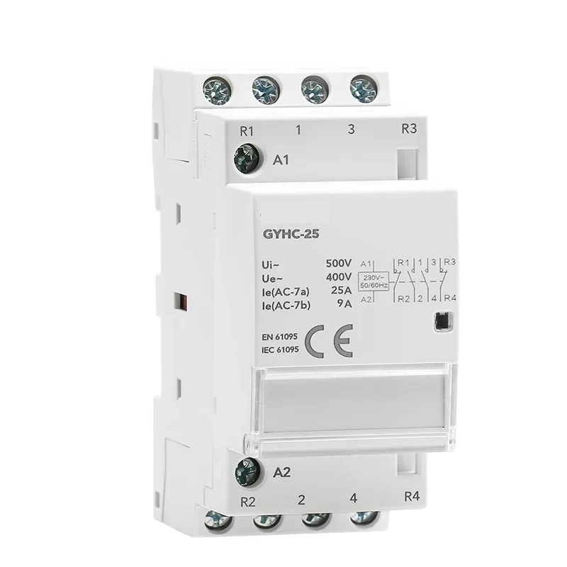 Din Rail Automatic Modular Household Contactor AC230V 4P 25A 4NO 2NO2NC 3NO1NC 50/60Hz