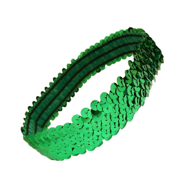 Kenz Laurenz Diademas de Lentejuelas Elásticas Diadema para Niñas Niños Mujeres Flapper Roaring 20s Great Gatsby 1920s Banda para el Cabello Linda Princesa Diademas (Verde)