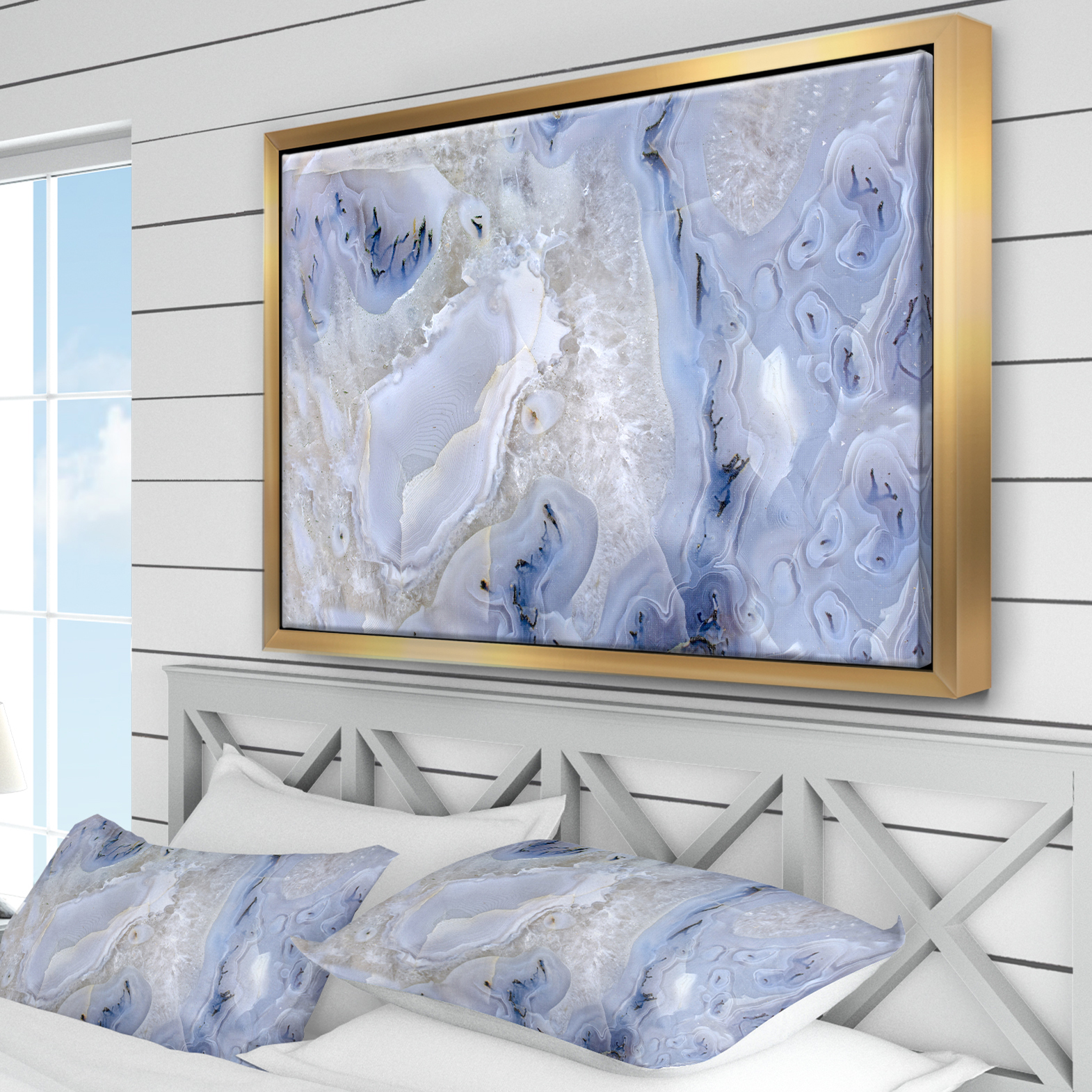 Designart ' Agate Stone Background ' Abstract Framed Canvas Wall Art Print