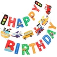 thumbnail image 4 of Conjunto de pancartas con diseño de barco para fiesta de cumpleaños, banderines coloridos de avión y camión, guirnalda de banderas creativa, suministros para fiestas de cumpleaños, 4 of 6