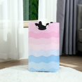 thumbnail image 6 of Yayeee Freestanding Laundry Hamper with Handle Collapsible Large Storage Basket for Clothes, Light Pink Stripes, 6 of 7