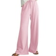 thumbnail image 2 of Itsame Womens Loose Long Pants Pocket Solid Color Cotton High Waisted Wide Leg Sweatpants Pink Size XL, 2 of 6