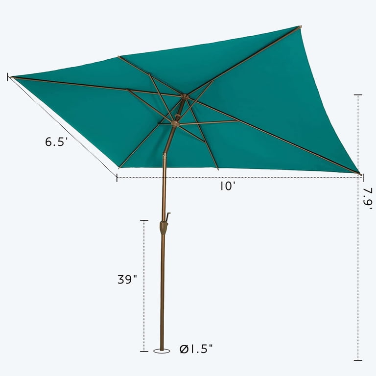 6.5 ft square patio umbrella MAYPEX Outdoor Aqua with Tilt and Crank Weather Resistant Durable 6 Sturdy Steel Ribs Market Outdoor Table Umbrella to block the sun all day long and find the perfect angle up to 45 PURPLE LEAF 6' x 6'