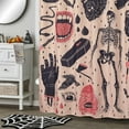 thumbnail image 2 of Rdsfhsp Vintage Halloween Shower Curtain, Creepy Gothic Skeleton Skulls Bats Fun Cute Halloween Themed Shower Curtains with Hooks Scary Spooky Horror Bathroom Decor, 2 of 5