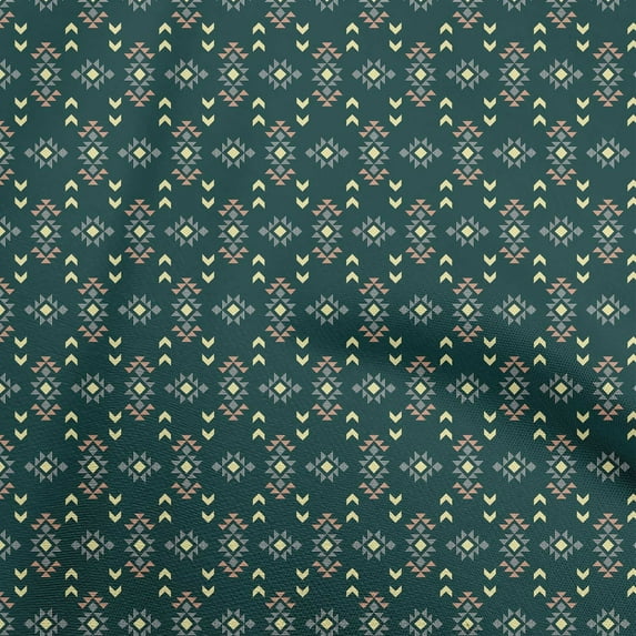 oneOone Cotton Poplin Dark Green Fabric Geometric Sewing Fabric By The Yard Printed Diy Clothing Sewing Supplies 56 Inch Wide