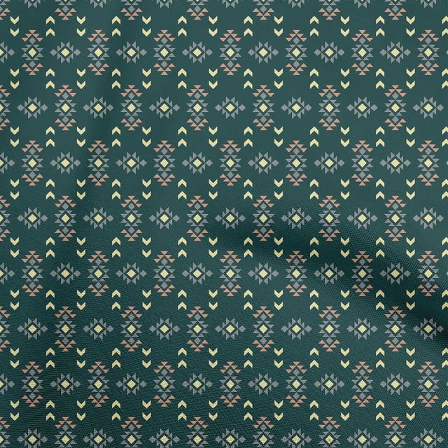 oneOone Silk Tabby Dark Green Fabric Geometric Craft Projects Decor Fabric Printed By The Yard 42 Inch Wide