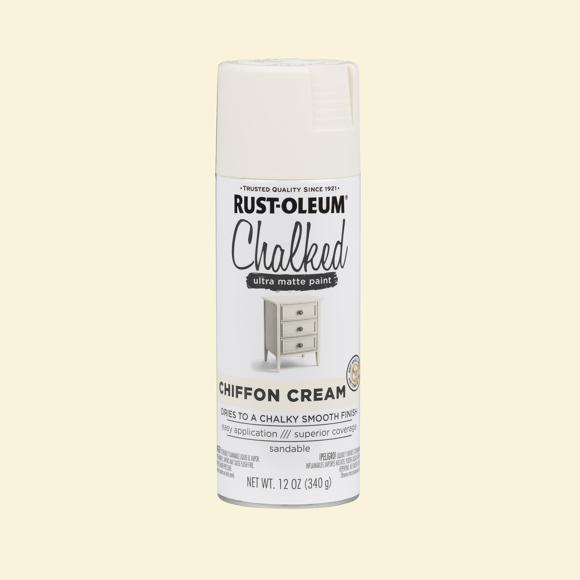 (6 pack) Chiffon Cream, Rust-Oleum Chalked Ultra Matte Spray Paint-302596, 12 oz