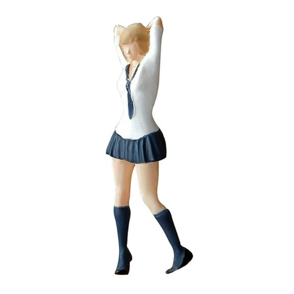 1/64 Miniature Short Hair Girls Figurines Tiny People Model Sand Table Ornament Miniature Diorama Action Figurines for Miniature Scene Decor