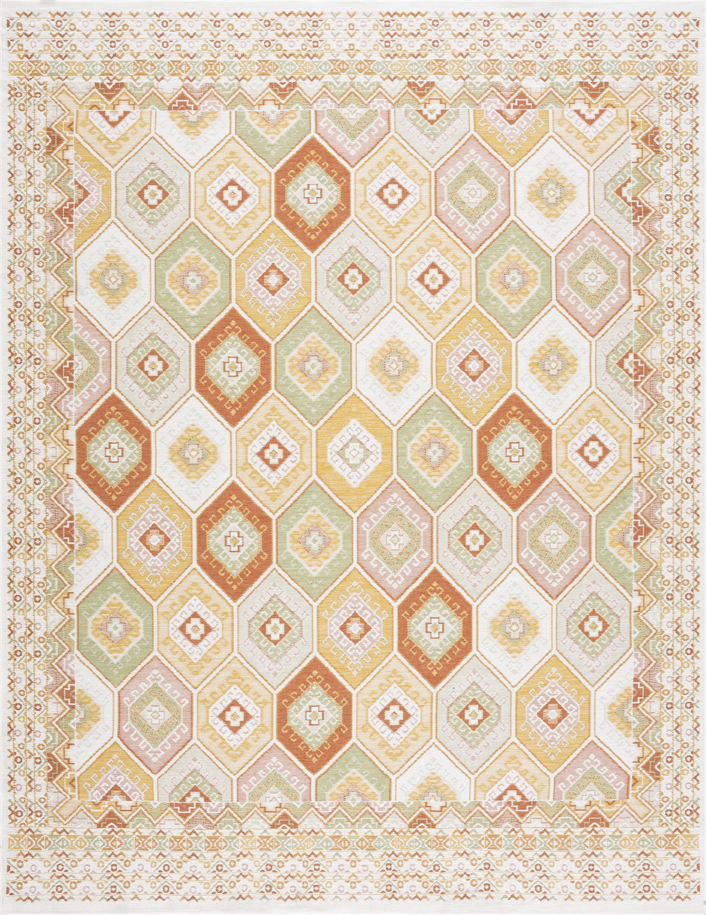 8x10 Water Resistant, Large Indoor Outdoor Rugs for Patios, Front Door Entry, Entryway, Deck, Porch, Balcony | Outside Area Rug for Patio | Orange, Geometric | Size: 7'11'' x 10'3''