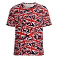 thumbnail image 5 of British Flag Pattern Womens Tops Women's Fashion Casual Short Sleeve Flower Print Round Neck Pullover Top Blouse, 5 of 6