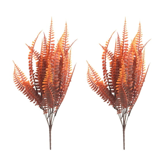 Sinhoon 2PCS Artificial Fall Flowers Outdoor Boston Fern UV Resistant Plastic Fake Fall Plants Shrubs for Autumn Home Outdoor Indoor Thanksgiving Porch Garden Decoration