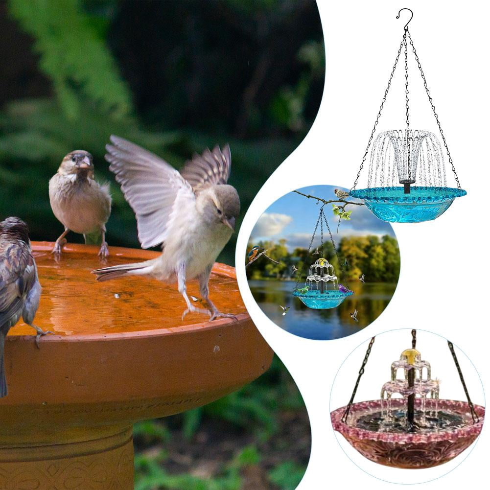 Solar Hanging Bird Bath Fountain, Outdoor Bird Water Feeder with Hanging Chain for Garden Patio Porch